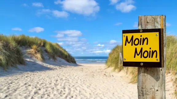Schild mit der Aufschrift "Moin Moin"