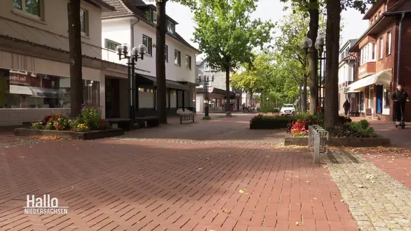 Blick in eine Fußgängerzone in Munster
