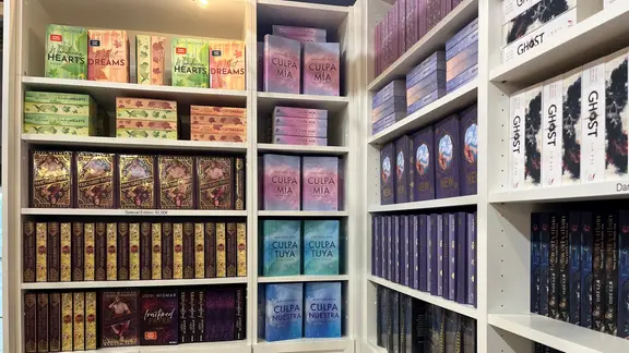 Neue Bücher in einem Regal