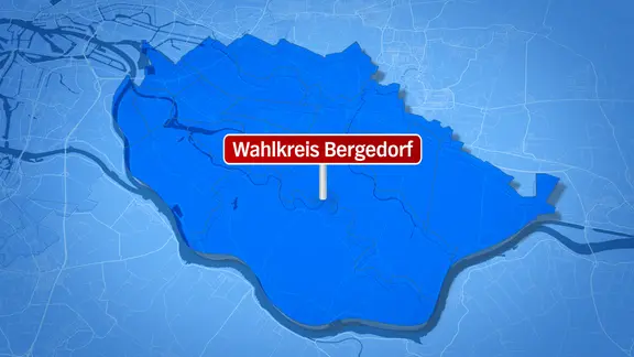 Kartengrafik des Wahlkreis Bergedorf.