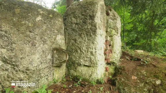 Mauerreste einer Bunkeranlage im Wald