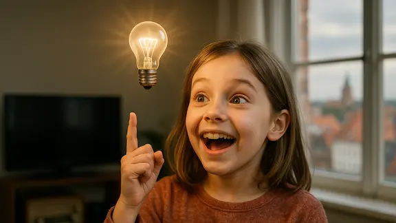 KI-generiert: Einem Kind geht ein Licht auf