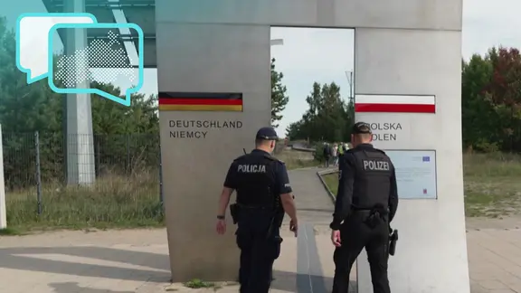 Ein deutscher und ein polnischer Polizist auf Usedom gemeinsam im Einsatz.