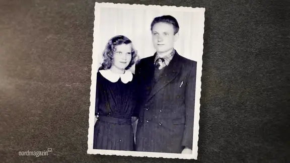 Ein schwarz-weiß Foto von Fritz und Ruth Czarojan als junges Paar.