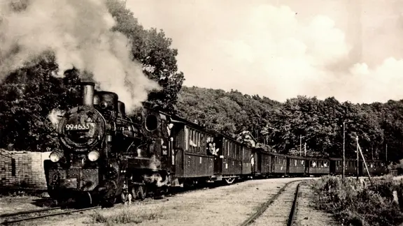Die Schmalspurbahn "Rasender Roland" in den 1930er-Jahren.
