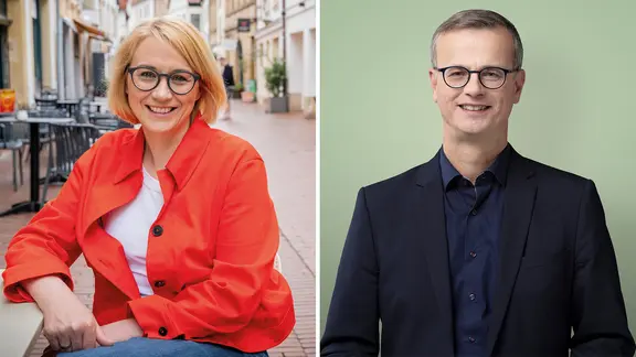 Eine Bild-Kombination zeigt Katharina Pötter und Volker Bajus.