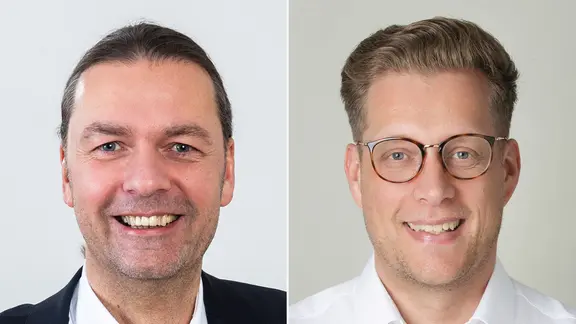 Ein Kollage der beiden Landratskandidaten Bernd Lynack (SPD) und Christopher Gedeon (CDU)