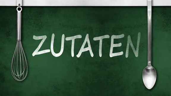 Tafel mit der Aufschrift "Zutaten"