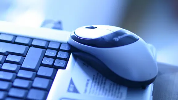 Maus auf einem Laptop