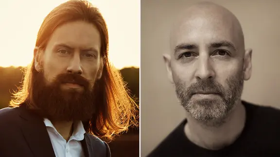 Montage: Der Organist Thomas Cornelius und der Schweizer Künstler Zimoun