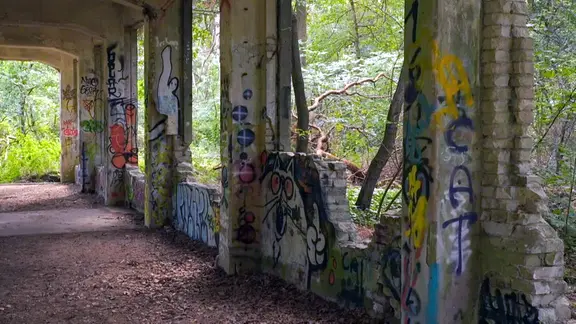 Ruine einer Sprengstoff-Produktionshalle in Geesthacht.