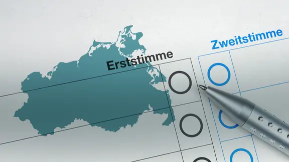 Ein Stimmzettel zur Landtagswahl. (Themenbild/Grafik: NDR MV)