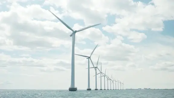 Blick auf einen Windpark.
