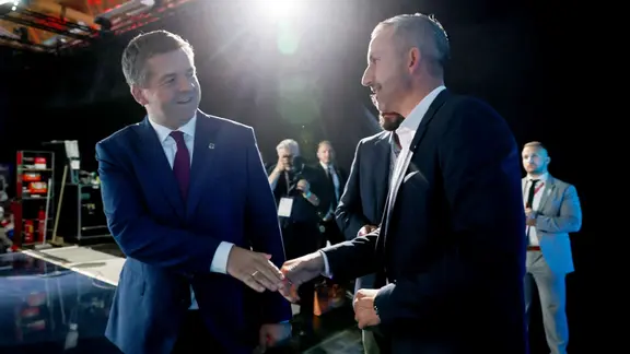 Sven Schulze (CDU) und Ulrich Siegmund (AfD) am Wahlabend. 