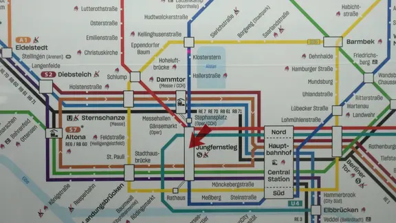 Ein Streckennetzplan des HVV