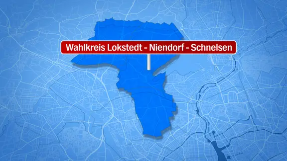 Kartengrafik des Wahlkreises Lokstedt, Niendorf, Schnelsen.