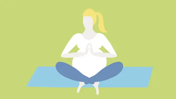 Illustration einer schwangeren Frau in meditativer Sitzhaltung