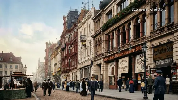 Mit KI generierte Szene auf St. Pauli, ca. in den 1920er-Jahren