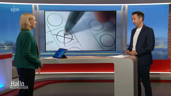 Hilke Janssen und Jan Starkebaum bei  "Hallo Niedersachsen Wahl Spezial"