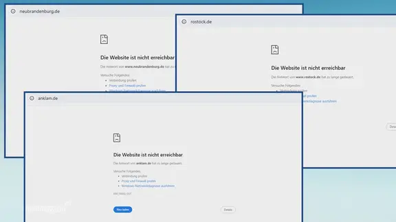 Websites aus MV mit Fehlermeldungen.