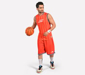 BASKETBALL PRINTED SHORTS, WHITE/BLACK/ORANGE