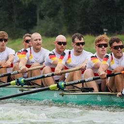 Der Deutschland-Achter bei der Ruder-WM in Amsterdam (Bild: Imago Images/Action Plus)