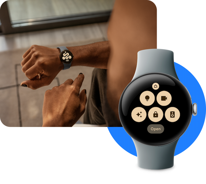 Woman looking at her watch going up the steps swiping through controls on her smart watch