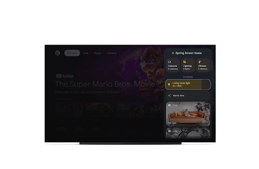 Google Home panel for Google TV