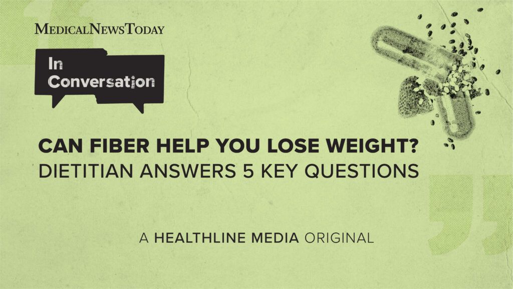 An illustration depicting fiber supplements for a podcast on fiber and weight loss