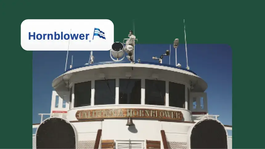 ボートの写真とHornblowerのロゴ