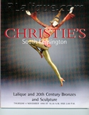 Lalique Auction Catalogue For Sale: Lalique Glass and 20th Century Bronzes and Sculpture, Christie's South Kensington, London, November 4, 1999