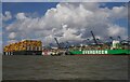 TM2732 : Container vessels in the Port of Felixstowe, from the Harwich Haven ferry by Christopher Hilton
