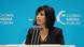 Anabel Hernández speaks at a microphone at the Global Media Forum