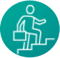 Icon of person walking up stairs with briefcase
