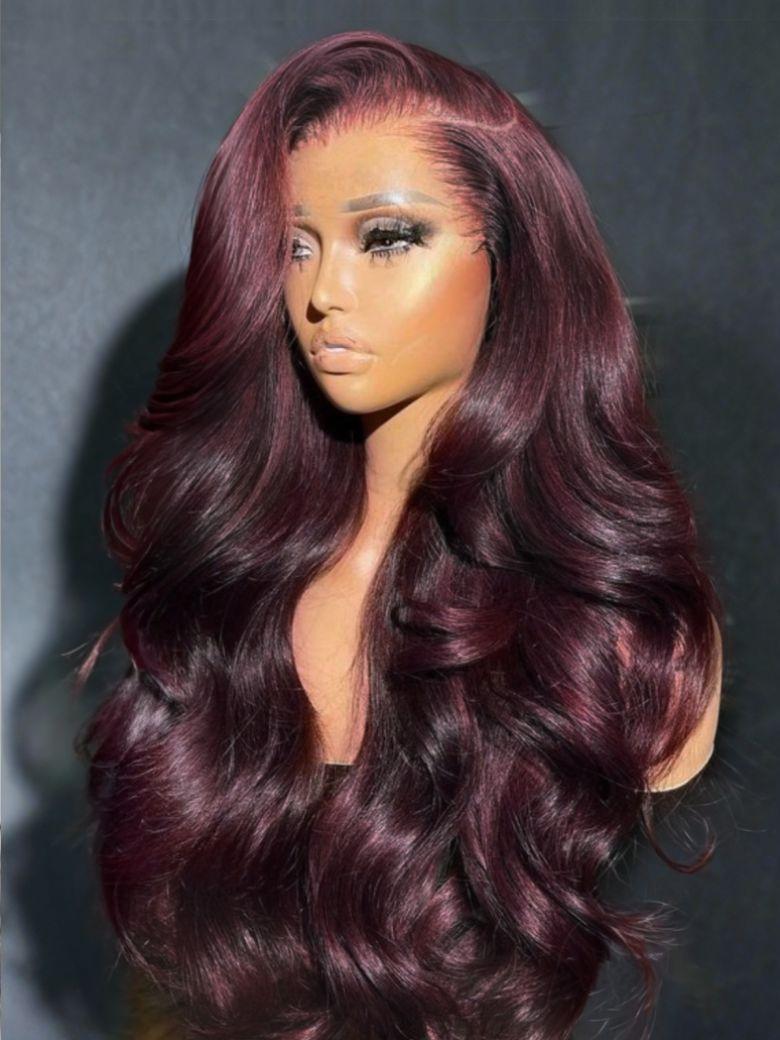 💥🍒🍒UNice 7x5 Bye-Bye Knots™ & 13x4 Pre-Everything™ Lace Frontal Purple Black Cherry Layered Straight & Loose Wave With Invisi Drawstring Wig🔥🍒🍒