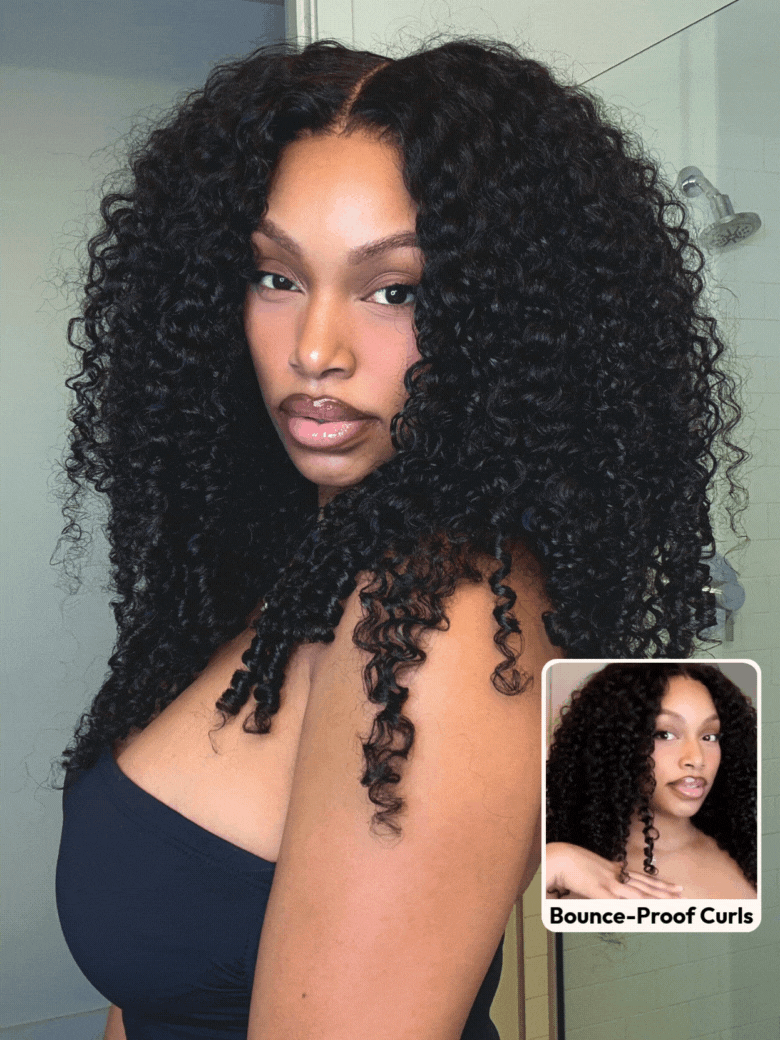 🔥🍒UNice Bye-Bye Knots 7x5 Lace & 13x4 Pre-Everything Curly Texture Premium Hair Drawstring Wig With Finger Coil Ends, ♥️code:bye18 get 18%OFF🍒🔥