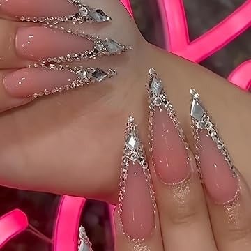 Stiletto Nails: Bedazzled Nail Design 