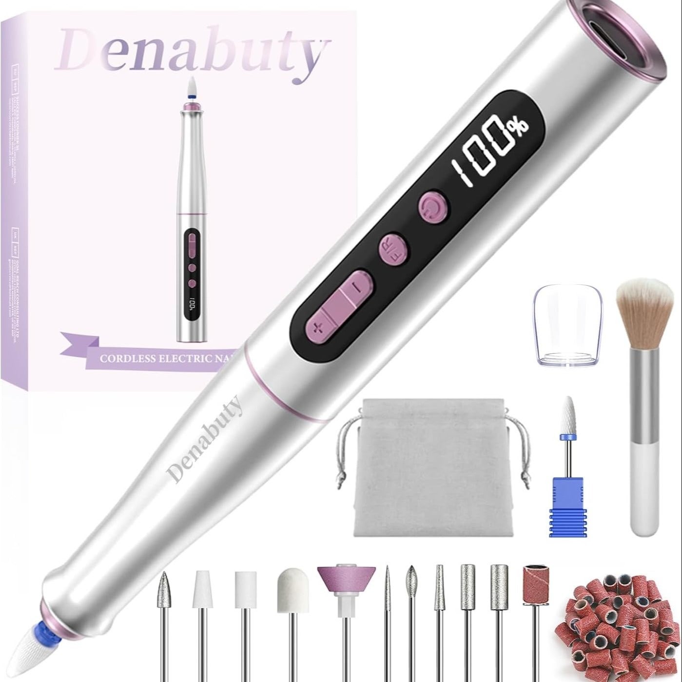 Denabuty Ponceuse pour Ongles Professionnelle 35000 tr/min, 12 en 1 Lime a Ongle Electrique Sans Fil Avec LED écran Numérique, Kit de Manucure Pédicure Rechargeable Vitesse Réglable DN-2402 : Amazon.com.be: Beauté et Parfum