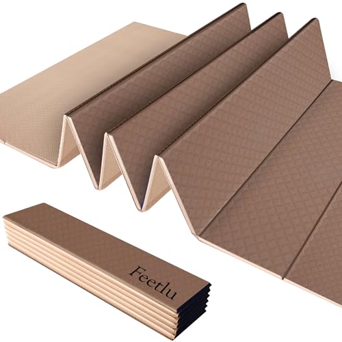 Foldable Yoga Mat – 1/4 Inch Thick, Lightweight, Easy to Store, Non-Slip Travel Yoga Mat for Fitness, Yoga, Pilates, Home Workouts, and Floor Exercises