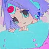 stel: vyt-24, a girl with purple hair, clutching a pillow (Default)