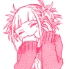 autumninpluto: Pink manga screencap of a smiling Himiko ([mha] happy himiko)