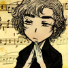 subtlefire: Chibi Sherlock Holmes with sheet music in background (Sherlock_music)