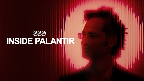 Schrift "Inside Palantir", Foto von Palantir-CEO Alex Karp | Bild: IMAGO/ZUMA; BR/Simon Heimbuchner