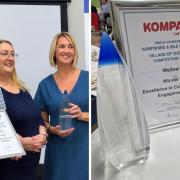 Representatives from Wellow Parish Council accepting the award (left). The award (right)
