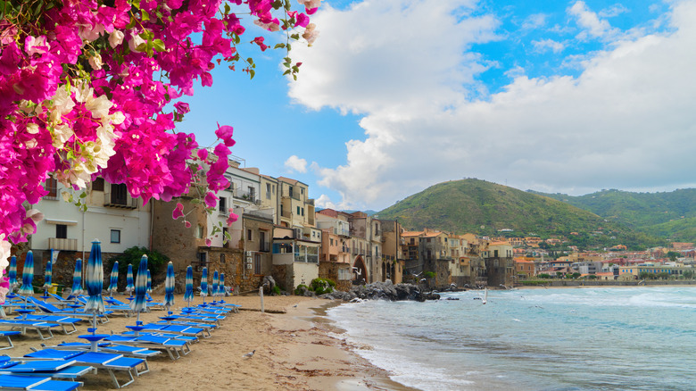 View of the beach in Cefalu's Old Town