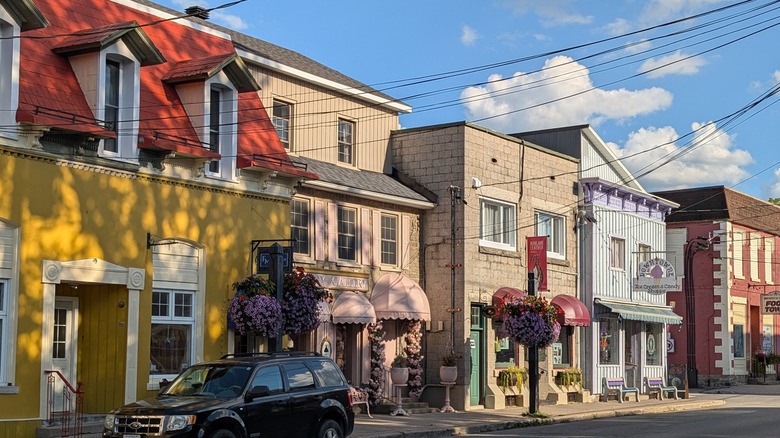Historic buildings along the street in Merrickville-Wolford, Canada