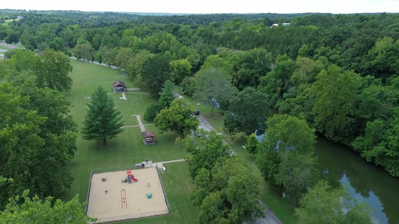 Aerial view of Walther Park in De Soto, Missouri