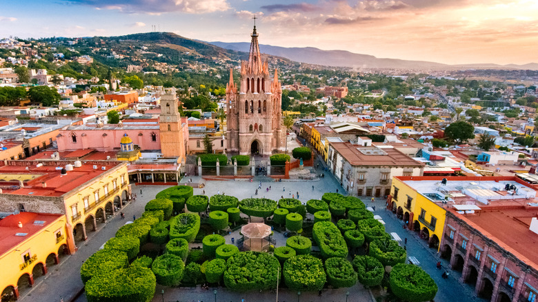 The main square and colorful buildings in San Miguel de Allende, Mexico