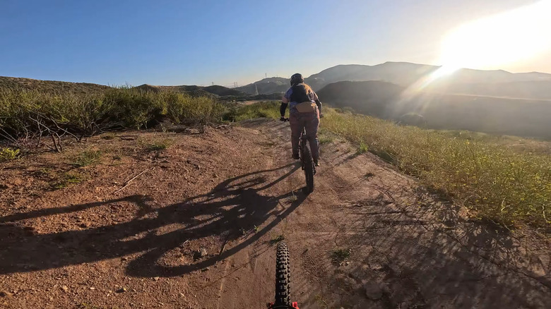 Person riding on a trail at Haskell Canyon Bike Bark in Santa Clarita, California