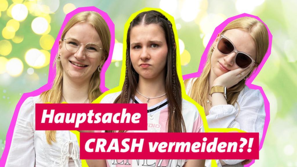 Hauptsache Crash vermeiden - Mein Leben mit ME/CFS | Rechte: WDR Zweimal ist Nele vor einem sonnigen Hintergrund zu sehen: Links lächelt sie in die Kamera, rechts trägt sie eine Sonnenbrille und stützt ihren Kopf müde auf die Hand. In der Mitte steht POV-Host Helena.